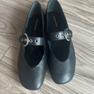 Reformation Black Flats with Classic Mary Jane Design